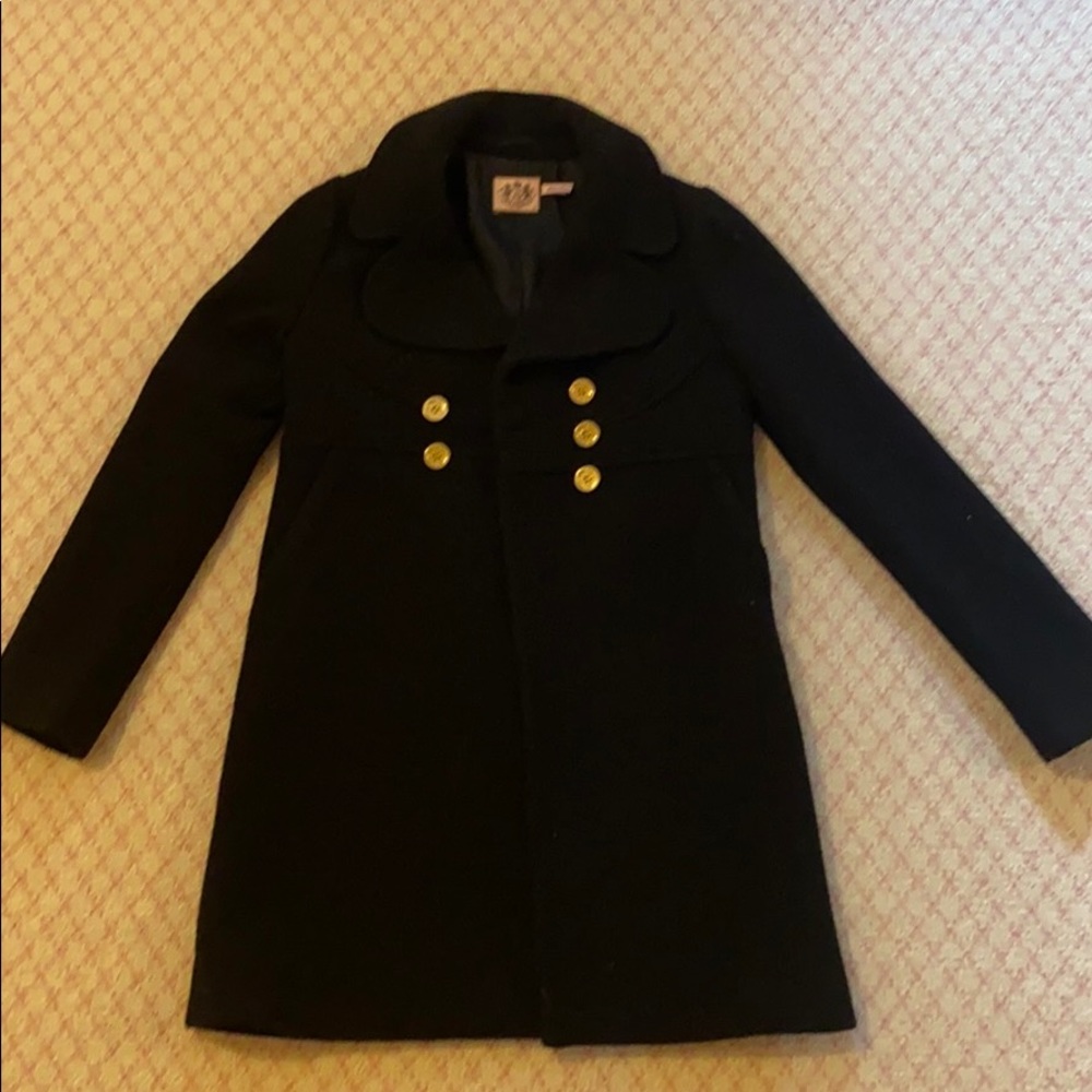 Juicy Couture black coat with gold buttons